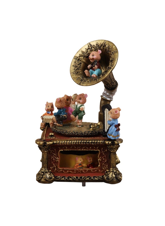 Cute Mouse Concert Ornaments Music Box Craft Gifts Girls European-style Rotating Birthday Year Girlfriend Children-Dimensions:Bluetooth + Unlimited Music + Upper Disc Rotation - Image 5