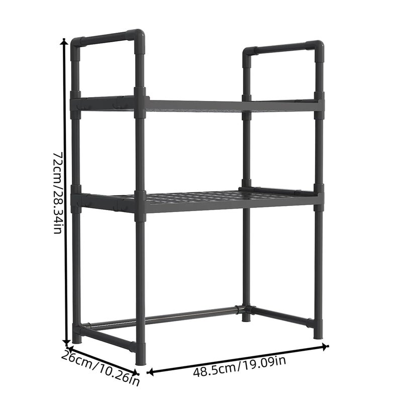 Olpad Expandable 3 Tier SS Kitchen Shelf Organizer Countertop Rack Space Saving Kitchen Free Standing Rack for Cosmetics Stationary and Jars Organization Oven Stand Compact Convenient 3 layer Black - Image 2