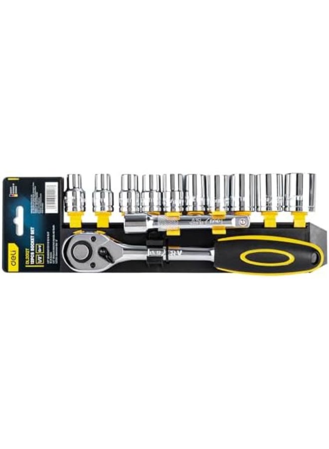 Deli Deli 12-Piece 1/2-Inch Socket Set – Heavy-Duty Silver Finish, Pro Grade  - Image 3
