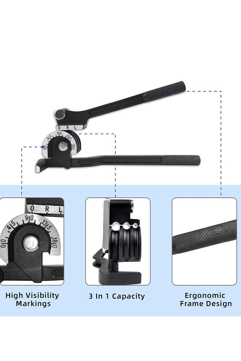 3 in 1 Manual Tubing Bending Tools 0-180 Degrees 1/4, 5/16, and 3/8 Inch (Matte Surface) for Copper Aluminum Brass and Thin Stainless Steel Pipes，Black - Image 3