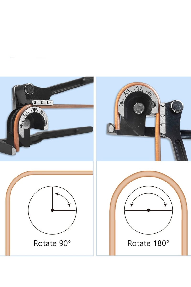 3 in 1 Manual Tubing Bending Tools 0-180 Degrees 1/4, 5/16, and 3/8 Inch (Matte Surface) for Copper Aluminum Brass and Thin Stainless Steel Pipes，Black - Image 5