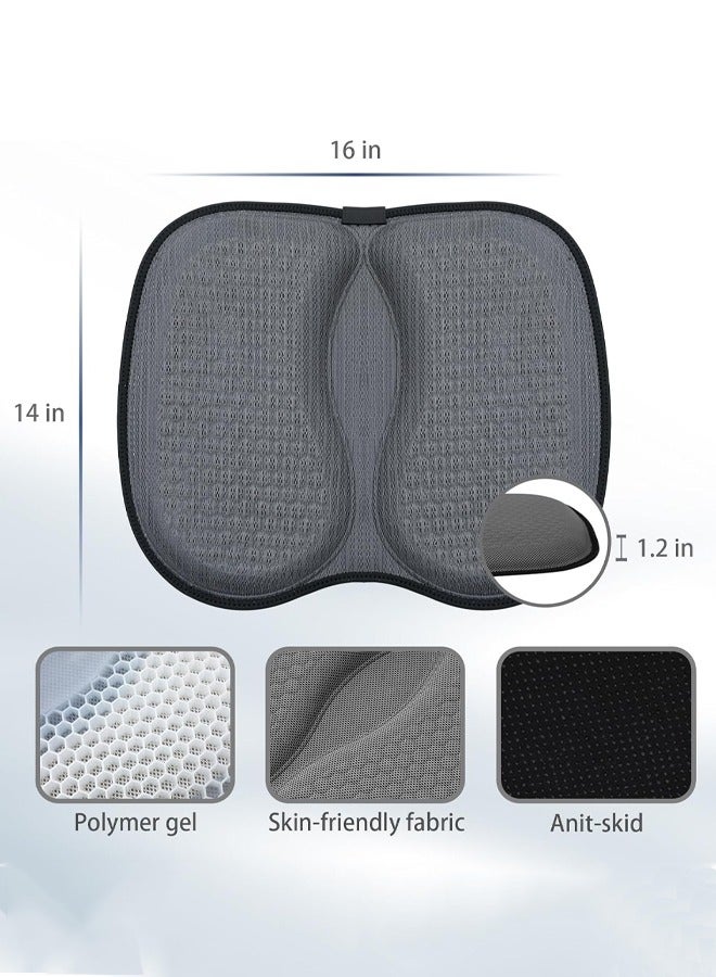 Generic Gel Seat Cushion, Ergonomic Honeycomb Design Foldable Seat Cushion for Sciatica Pain Relief, Breathable Thick Long-Sitting Seat Cushion for Office Chair, Car, Wheelchair, Road Trips, Grey - Image 2