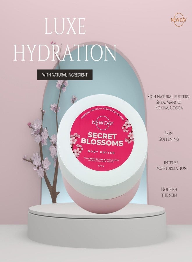 NEW DAY Secret Blossom Body Butter For All Skin | Infused with Natural Butters like Shea Butter, Mango Butter, Cocoa Butter, Kokum Butter I Dry skin Winter Cream I Deep moisturization I Vitamin E I 200g - Image 2