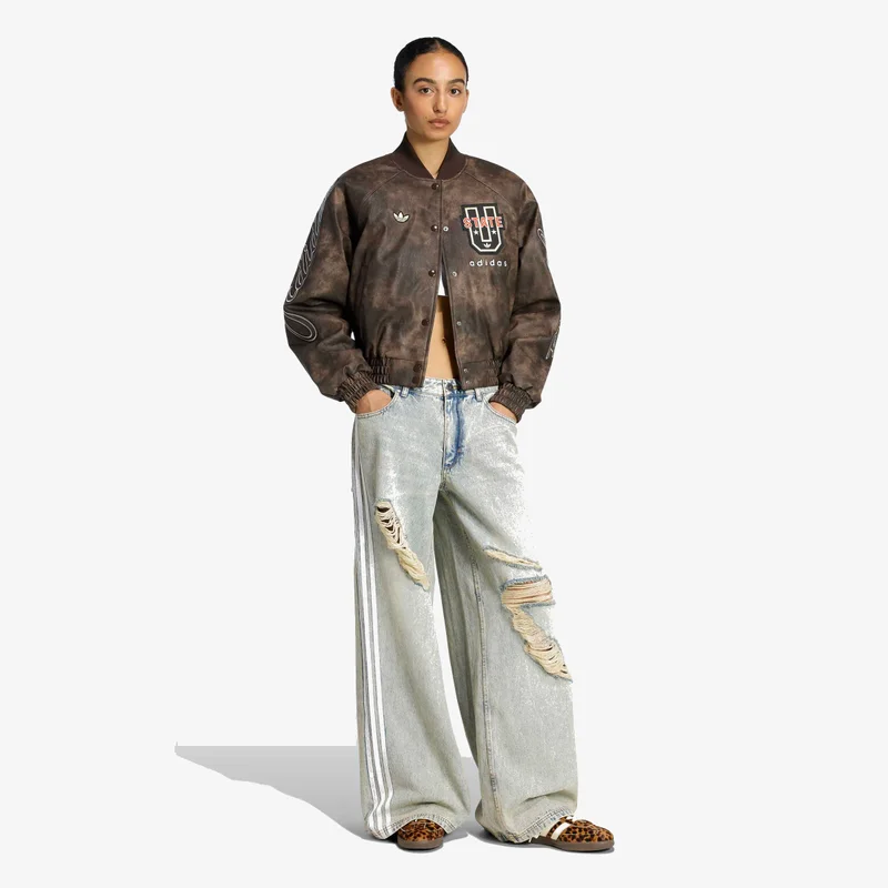 Adidas Originals light blue ADIDAS ORIGINALS LOOSE DENIM DESTRESSED Pants for Women | Best Price UAE