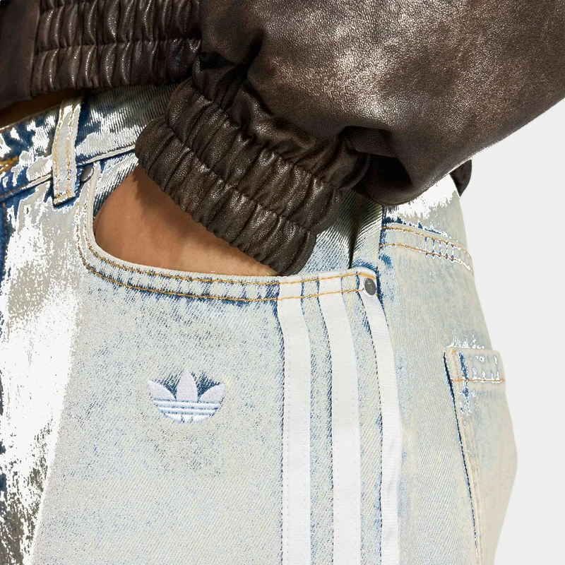 Adidas Originals light blue ADIDAS ORIGINALS LOOSE DENIM DESTRESSED Pants for Women | Best Price UAE