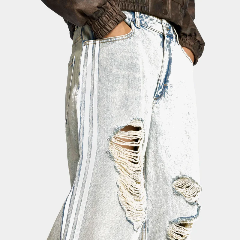 Adidas Originals light blue ADIDAS ORIGINALS LOOSE DENIM DESTRESSED Pants for Women | Best Price UAE