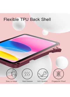 Jetech Case For iPad 10 (10.9 Inch 2022 Model 10Th Generation) With Pencil Holder Slim Tablet Cover With Soft Tpu Back Auto Wake Sleep (Wine)  - Image 2