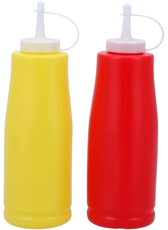 SAQOWARE Saqoware 2 Pieces Ketchup and Sauce Squeeze Bottles, Red & Yellow Plastic Kitchen Squirt Ketchup Dispenser  - Image 3