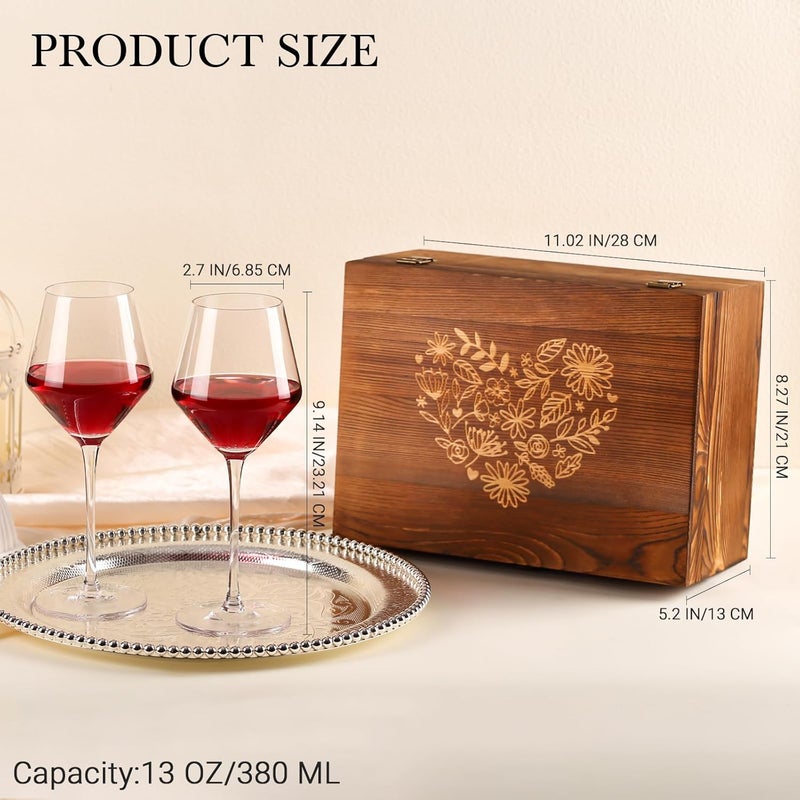 SIPBYSOP 2025 Mr & Mrs Wine Glasses Gift Set with Memory Box,Wine Bag, Greeting Card – Engagement, Wedding & Newlywed Gifts for Couples, Just Engaged Gifts for Women, Christmas Couple Present - Image 2