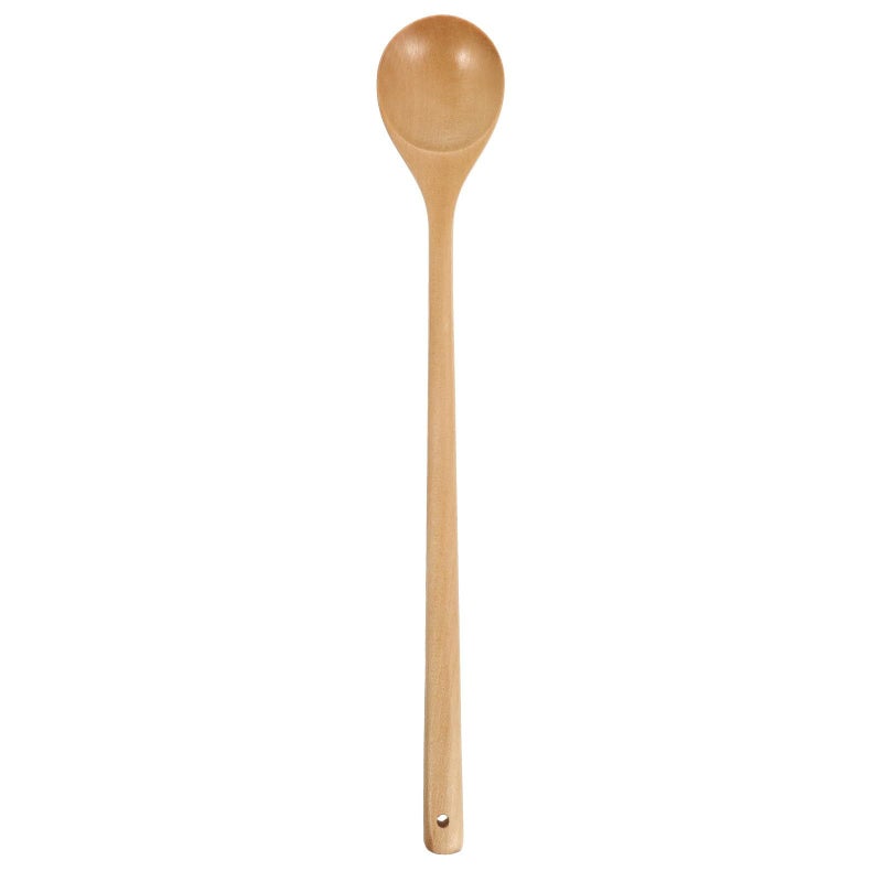 33cm Long Handle Wooden Spoon Natural Kitchen Utensil for Cooking Stirring - Image 1