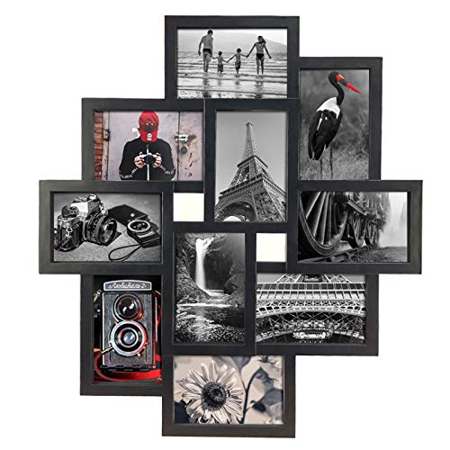 Lavezee 10 Opening 4x6 Black Collage Picture Frame Wall Hanging for 4 by 6 inch Multiple Photo Frames - Image 1