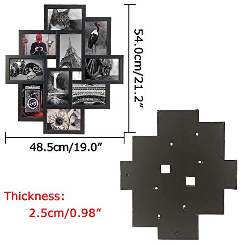 Lavezee 10 Opening 4x6 Black Collage Picture Frame Wall Hanging for 4 by 6 inch Multiple Photo Frames - Image 2