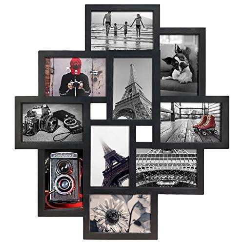 Lavezee 10 Opening 4x6 Black Collage Picture Frame Wall Hanging for 4 by 6 inch Multiple Photo Frames - Image 4