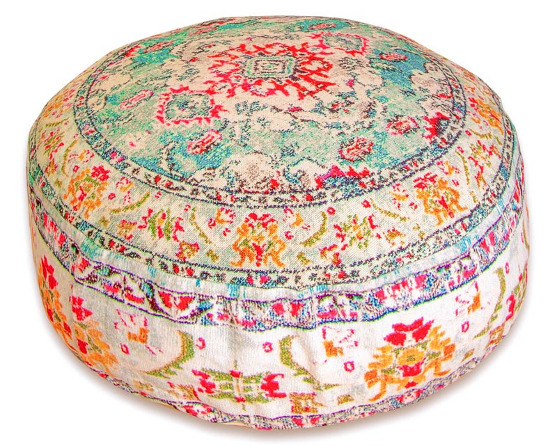 Mandala Life ART Mandala Life ART Large Floor Pillow Cover Yellow Round Pouf Ottoman Indian Floor Cushion Boho Chic Perfect Vintage Cushion for Living Room  Bedroom  Nursary or Children Room Cotton 24x8 Unstuffed  - Image 1