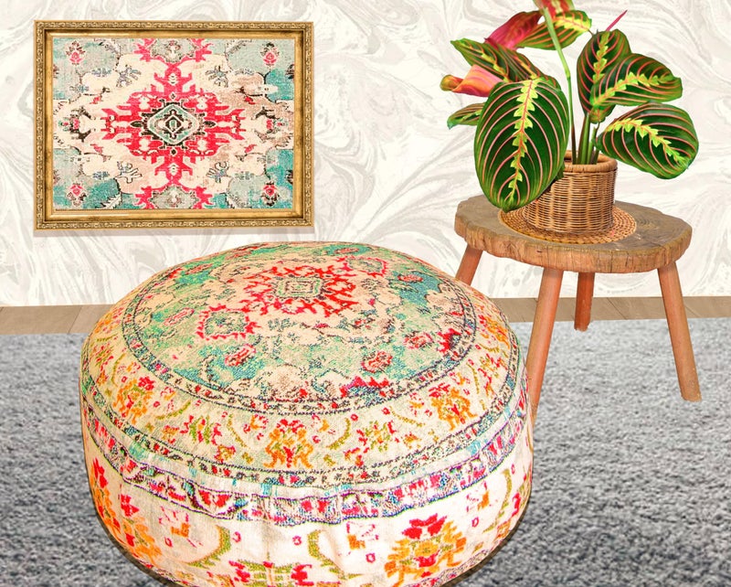 Mandala Life ART Mandala Life ART Large Floor Pillow Cover Yellow Round Pouf Ottoman Indian Floor Cushion Boho Chic Perfect Vintage Cushion for Living Room  Bedroom  Nursary or Children Room Cotton 24x8 Unstuffed  - Image 5