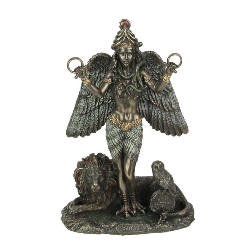 Veronese Design 8 5/8"" Ishtar The Mesopotamian Queen of Heaven Cold Cast Resin Antique Bronze Finish Sculpture Altar Statue Wiccan Decoration Pagan Gifts - Image 1