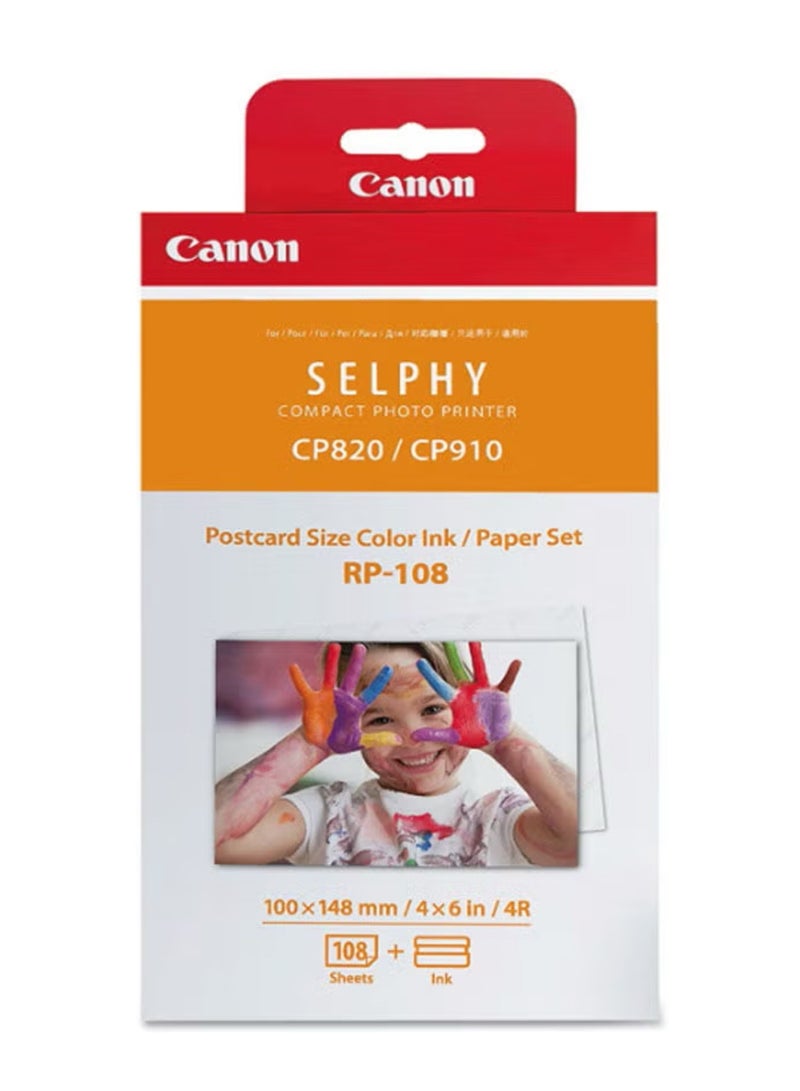 كانون طقم حبر ملون من سيلفي سي بي، 108 ورقة أبيض - Image 1