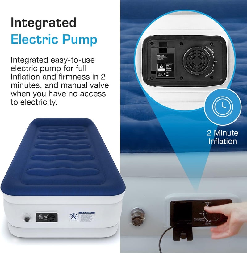 ACTIVE ERA Luxury Single Size Inflatable Mattress - Elevated Air Mattress with Built-in Pump, Raised Pillow & Structured I-Beam Technology - Image 4