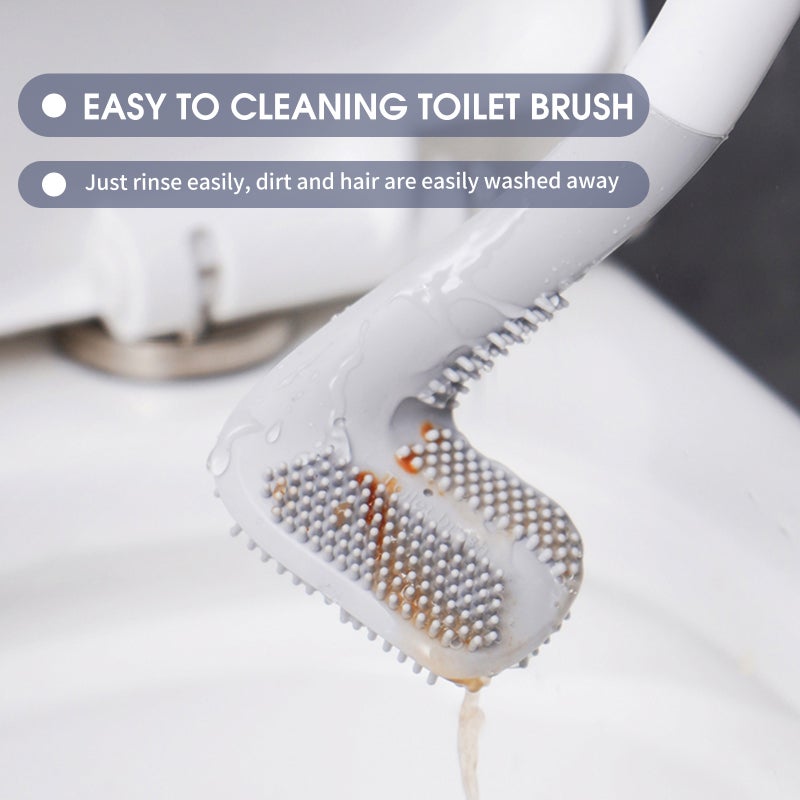 Toilet Brush: Green TPR Flexible Brush - Non-slip Handle Deep Cleaning Toilet Brush Organizer for Bathroom Toilet Cleaning & Storage - Image 4