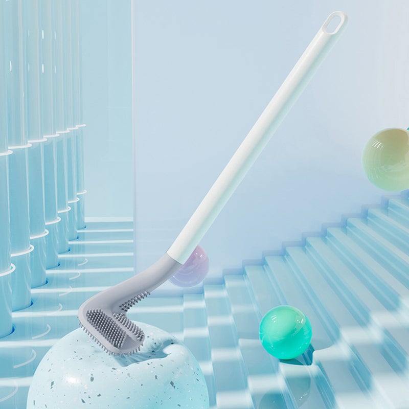 Toilet Brush: Green TPR Flexible Brush - Non-slip Handle Deep Cleaning Toilet Brush Organizer for Bathroom Toilet Cleaning & Storage - Image 2