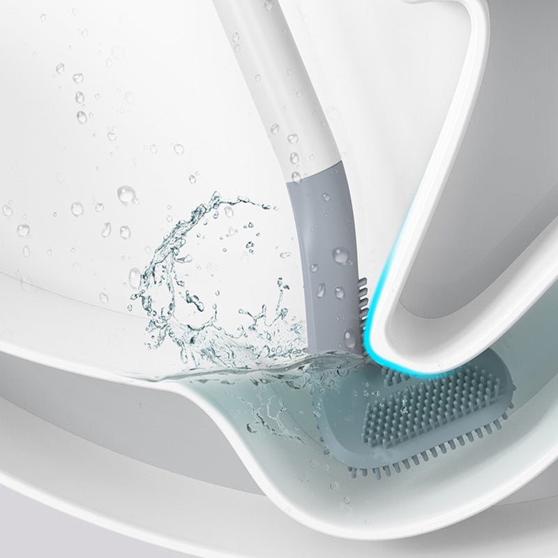 Toilet Brush: Green TPR Flexible Brush - Non-slip Handle Deep Cleaning Toilet Brush Organizer for Bathroom Toilet Cleaning & Storage - Image 3
