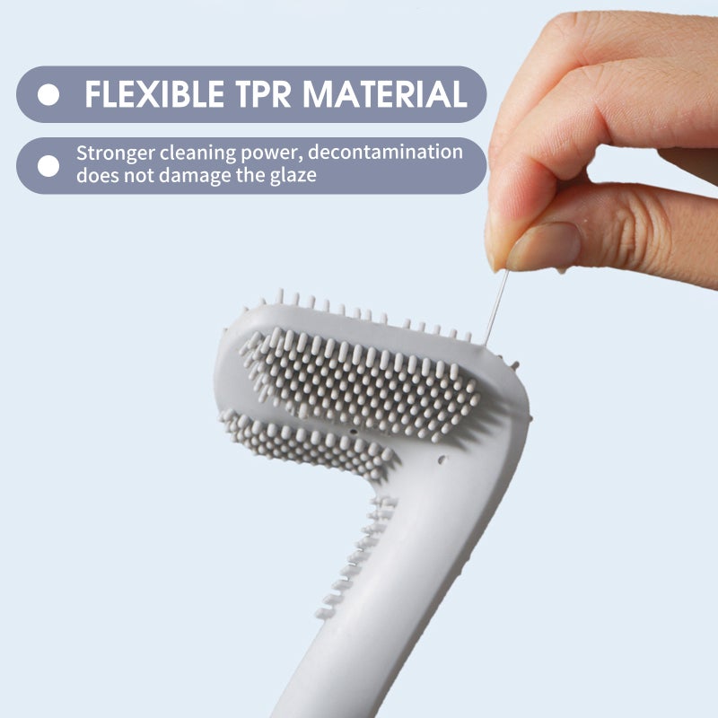 Toilet Brush: Green TPR Flexible Brush - Non-slip Handle Deep Cleaning Toilet Brush Organizer for Bathroom Toilet Cleaning & Storage - Image 5