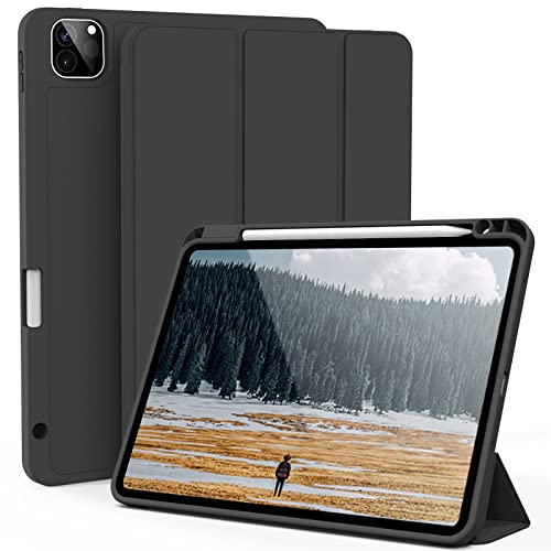 kenke Case for iPad Pro 11 Inch 4th/3rd/2nd Generation (2022/2021/2020) with Pencil Holder, Slim Trifold Smart Cover with Soft TPU Back, Support 2nd Gen Pencil Charging, Auto Sleep/Wake, Black - Image 1
