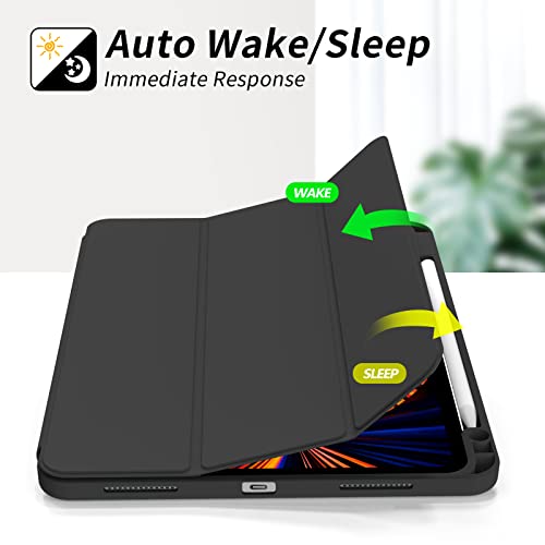 kenke Case for iPad Pro 11 Inch 4th/3rd/2nd Generation (2022/2021/2020) with Pencil Holder, Slim Trifold Smart Cover with Soft TPU Back, Support 2nd Gen Pencil Charging, Auto Sleep/Wake, Black - Image 3
