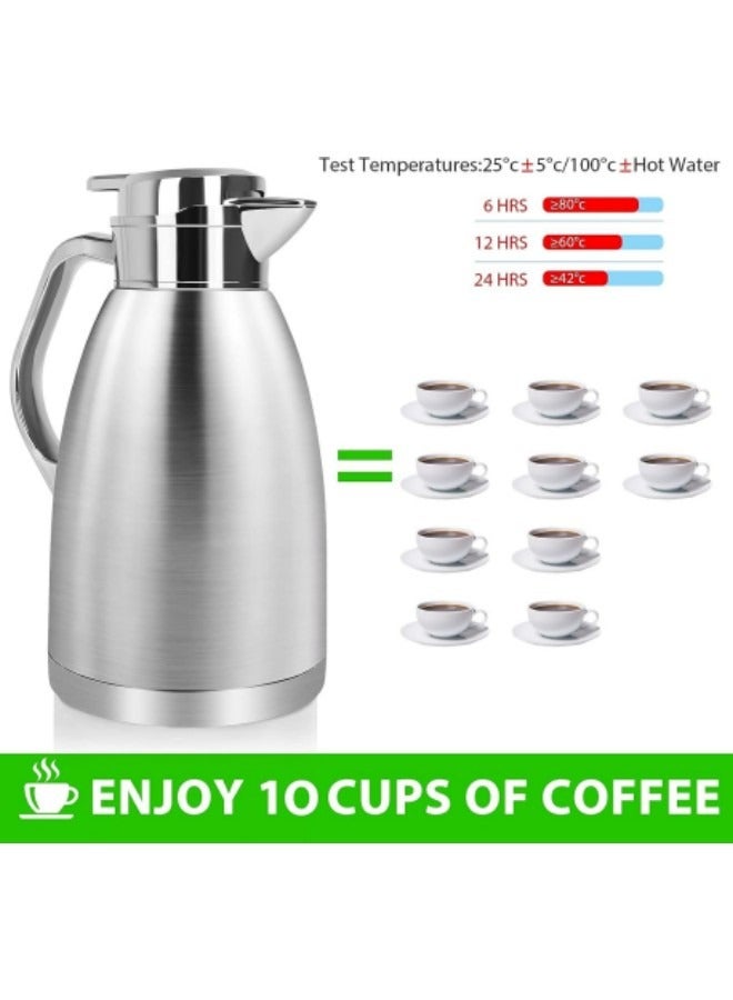 80OZ Coffee Thermal Carafe, Double Walled Vacuum Thermos Insulated, 24 Hrs Heat&Cold Retention Coffee Jug Teapot 2.3L