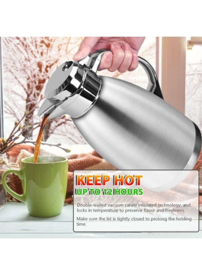 80OZ Coffee Thermal Carafe, Double Walled Vacuum Thermos Insulated, 24 Hrs Heat&Cold Retention Coffee Jug Teapot 2.3L
