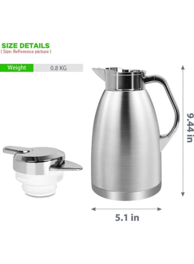 80OZ Coffee Thermal Carafe, Double Walled Vacuum Thermos Insulated, 24 Hrs Heat&Cold Retention Coffee Jug Teapot 2.3L