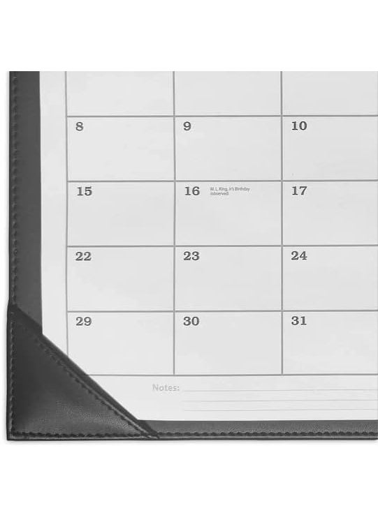 Dacasso Dacasso Black Leather Wall Calendar with 2023 Insert  Luxury Leather Wall Calendar With 2023 Insert  Executive Office Organization  Desk Decor  15 X 1025 Black  - Image 3