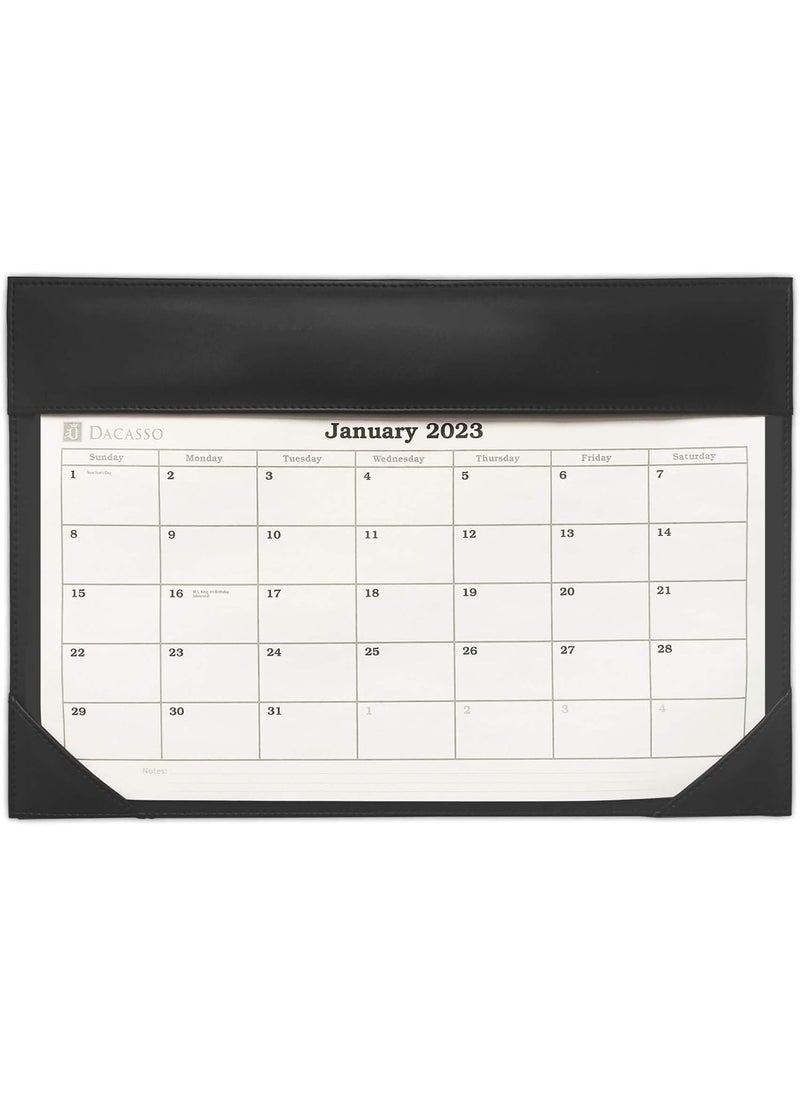 Dacasso Dacasso Black Leather Wall Calendar with 2023 Insert  Luxury Leather Wall Calendar With 2023 Insert  Executive Office Organization  Desk Decor  15 X 1025 Black  - Image 2