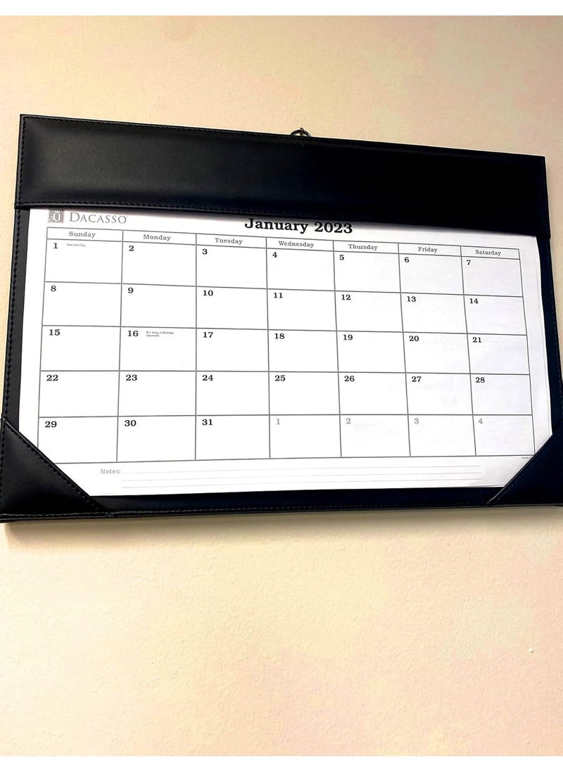 Dacasso Dacasso Black Leather Wall Calendar with 2023 Insert  Luxury Leather Wall Calendar With 2023 Insert  Executive Office Organization  Desk Decor  15 X 1025 Black  - Image 1