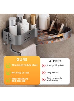 Generic Bathroom Organizer Rack, Wall-Mounted Shower Shelves with Drain Holes and Hanging Rod, Ideal for Storing Heavy Items  - Image 3