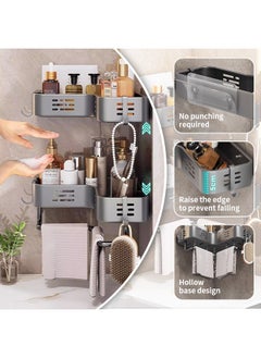 Generic Bathroom Organizer Rack, Wall-Mounted Shower Shelves with Drain Holes and Hanging Rod, Ideal for Storing Heavy Items  - Image 4