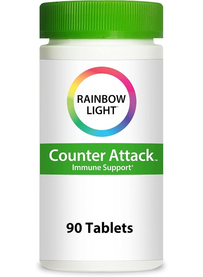Rainbow Light Immune Support, Vitamin C & Zinc, Counter Attack, Gluten Free, Vegan, Sugar-Free, 3 Targeted Blends For Overall Immune Support, 90 Tablets - Image 1