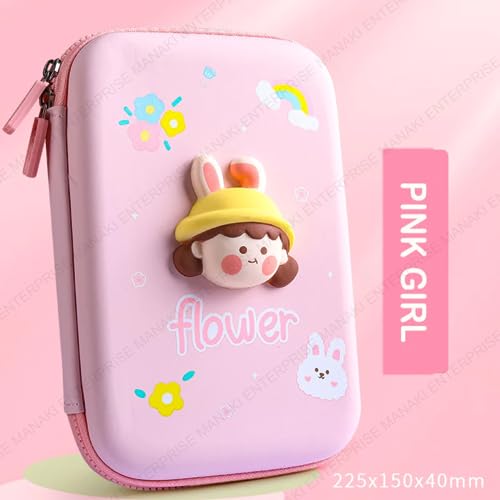 Rahasya Enterprise Cartoon Theme Pencil Case - 3D EVA Pouch, Multipurpose Zipper Case for Kids, Pen and Pencil Bag for School Kids, Girls, Stationery Storage Box (Flower Big) - Image 2