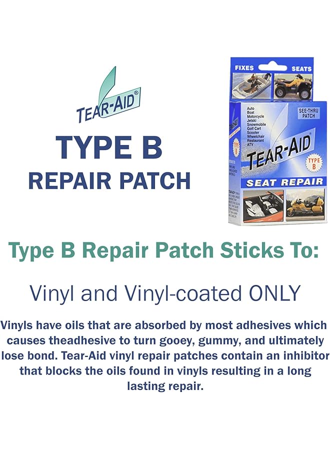 TEAR-AID Vinyl Seat Repair Kit, Blue Box Type B, Single - Image 2
