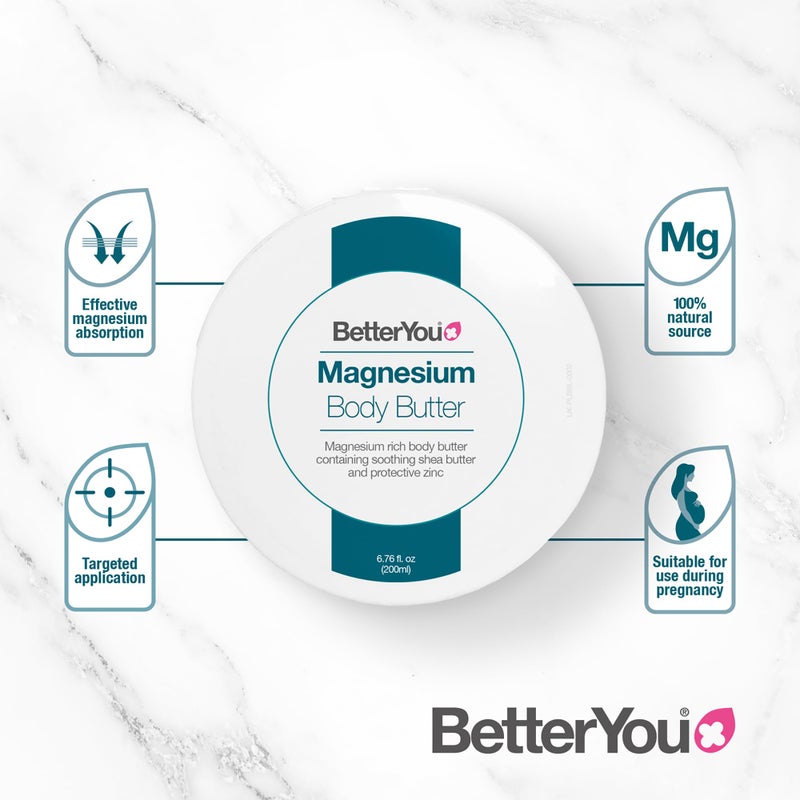 BetterYou Magnesium Body Butter - Dry Skin Moisturizer - Leaves Skin Smooth And Soft - With Shea Butter, Magnesium Chloride And Zinc - 6.76 oz - Image 3