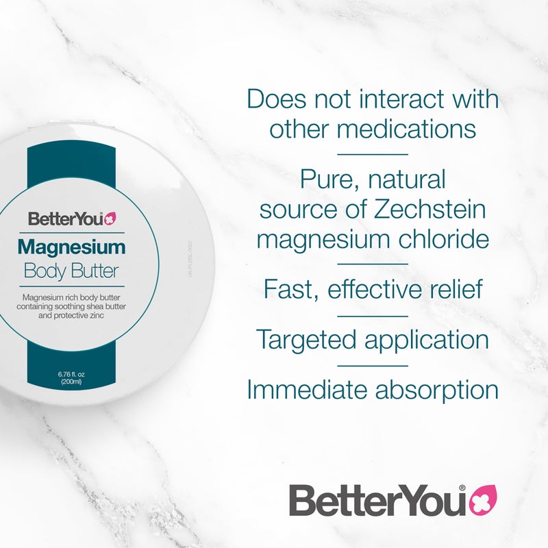 BetterYou Magnesium Body Butter - Dry Skin Moisturizer - Leaves Skin Smooth And Soft - With Shea Butter, Magnesium Chloride And Zinc - 6.76 oz - Image 5