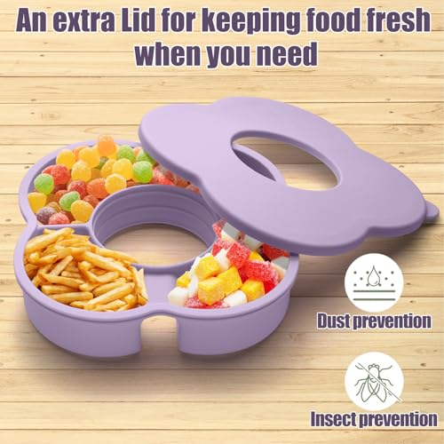 Zonyee Snack Bowl with Lid for Stanley 30 oz Tumbler with Handle, Silicone Snack Tray Snack Ring for Stanley Cup Accessories, Suitable for Car Cup Holder or Outdoor, Orchid - Image 3