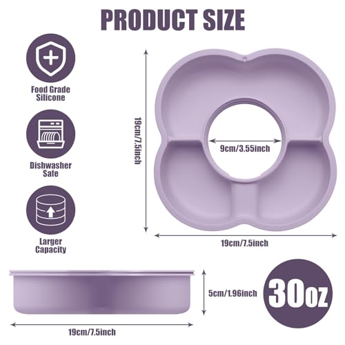 Zonyee Snack Bowl with Lid for Stanley 30 oz Tumbler with Handle, Silicone Snack Tray Snack Ring for Stanley Cup Accessories, Suitable for Car Cup Holder or Outdoor, Orchid - Image 5