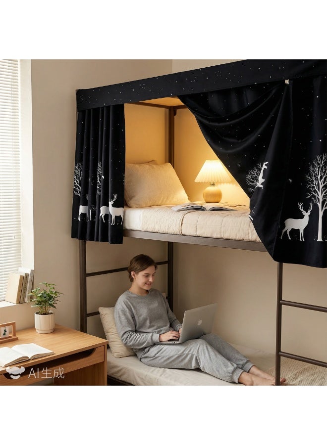 الأزرق جي دبليو ستارة سطح علوي بتصميم الغزلان المرصعة بالنجوم من القطن بدون حامل أسود - Image 1