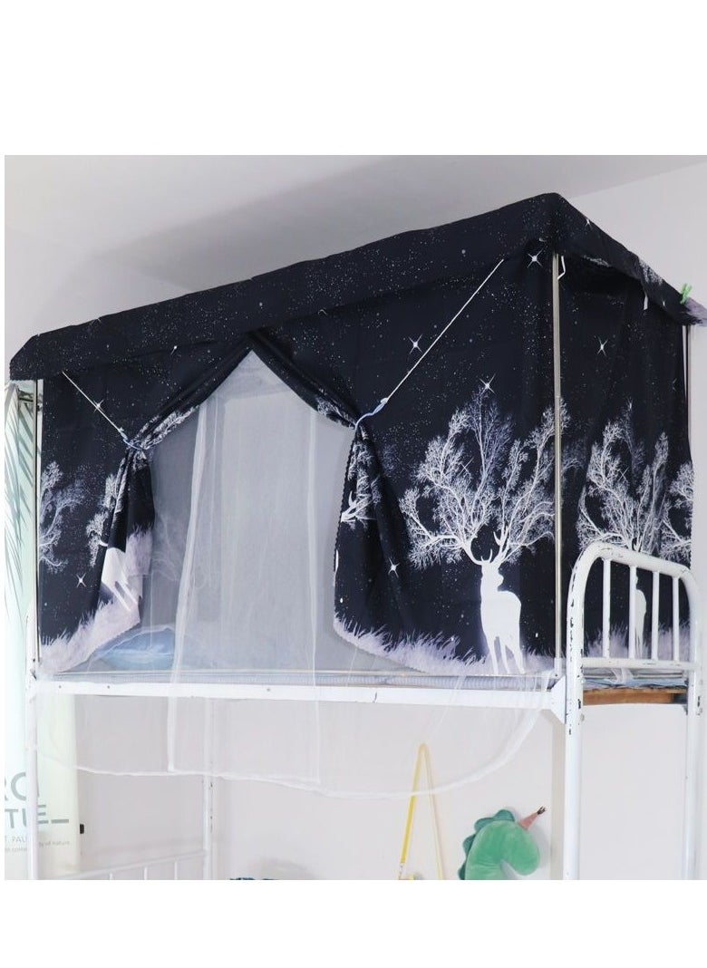 Bluejw Starry Deer Designed Upper Deck Curtain Cotton Blend Without Stand Black  - Image 1