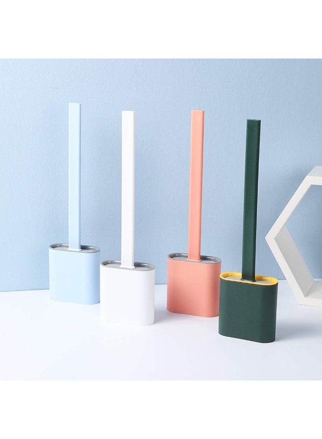 SHOWAY Durable Effortless Silicone Long Handle Toilet Brush with Holder & Seamless Hook  - Image 1