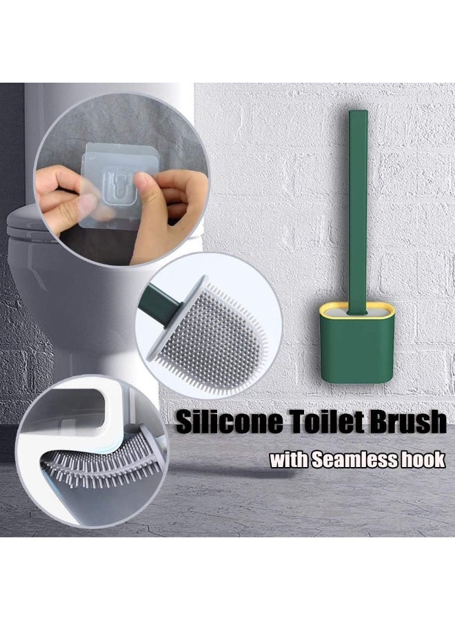 SHOWAY Durable Effortless Silicone Long Handle Toilet Brush with Holder & Seamless Hook  - Image 3