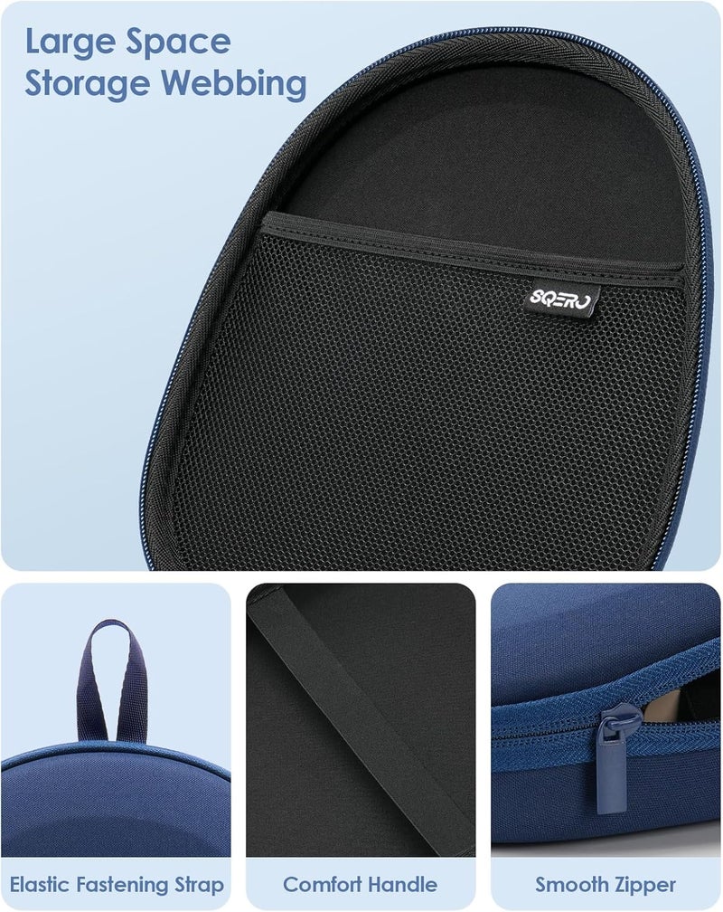 SQERO Headphone Case Hard Shell Super-Slim for Sony/JBL/Bose/Soundcore Anker/BERIBES KVIDIO TOZO JLab Over-Ear Headphones Universal Portable Travel Organizer Bag (Blue) - Image 5
