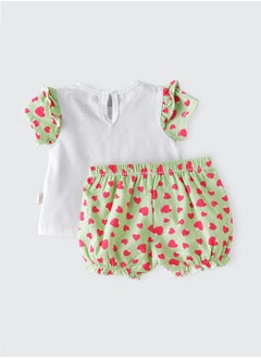 Elegant Kids Sunshine Sprinkles: Girls' Breezy Tee & Shorts Set Playful Prints & Summer Fun  - Image 2