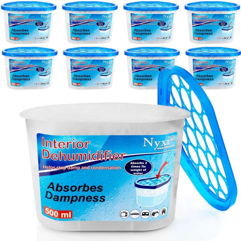 Nyxi Dehumidifier Set of 12 X Interior 500 ml Each Unit  Ideal to stop damp  condensation  For Wardrobe Home Kitchen Garage Bedroom Caravan Office Basement etc